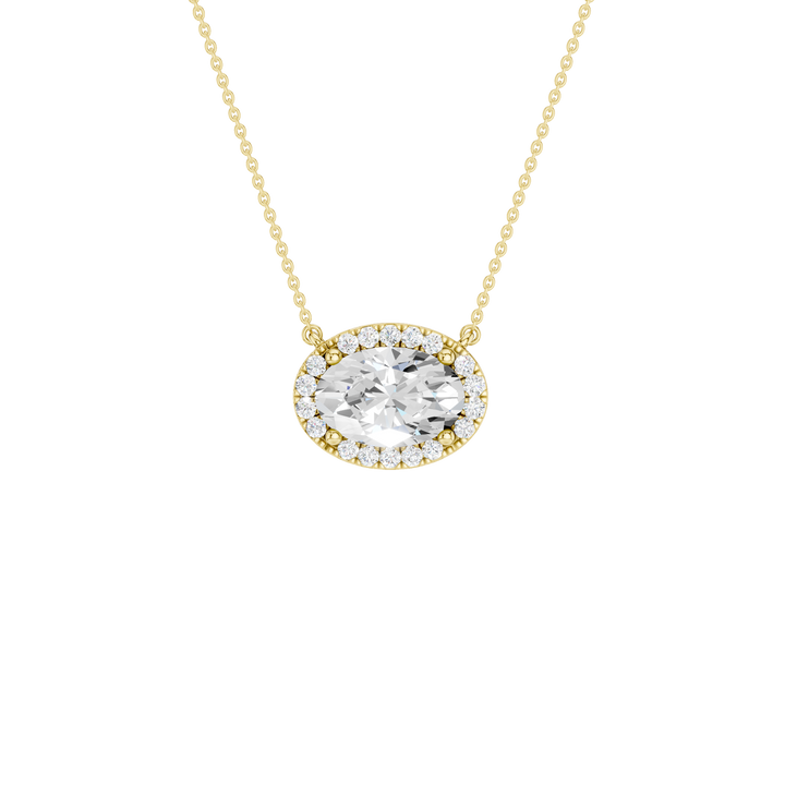 Petite Halo Pendant (Oval) in 14K Yellow Gold – Silvadi Jewelry Aurora CO