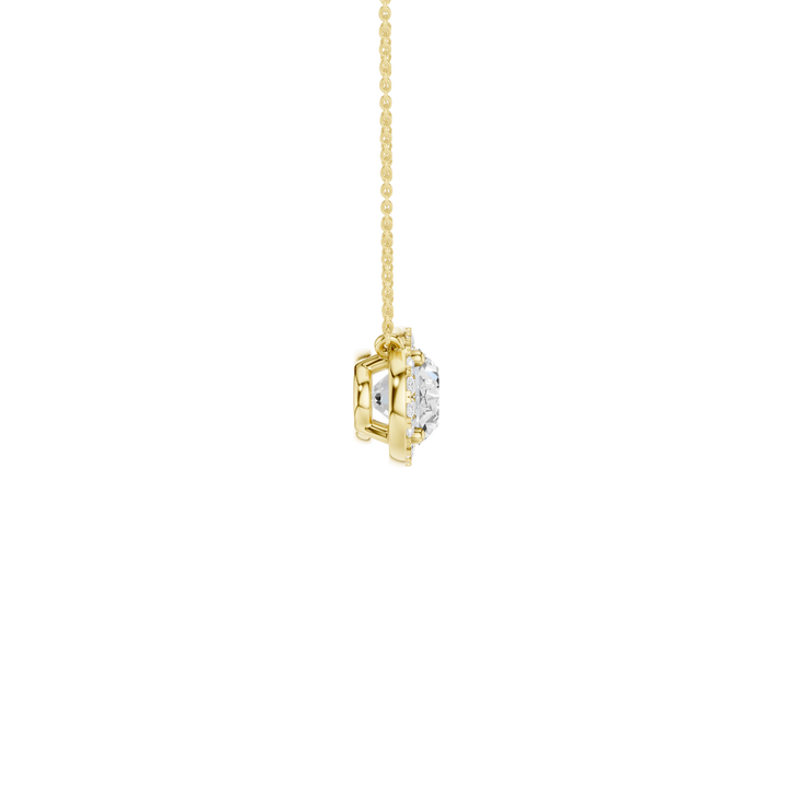 Petite Halo Pendant (Oval) in 14K Yellow Gold – Silvadi Jewelry Aurora CO