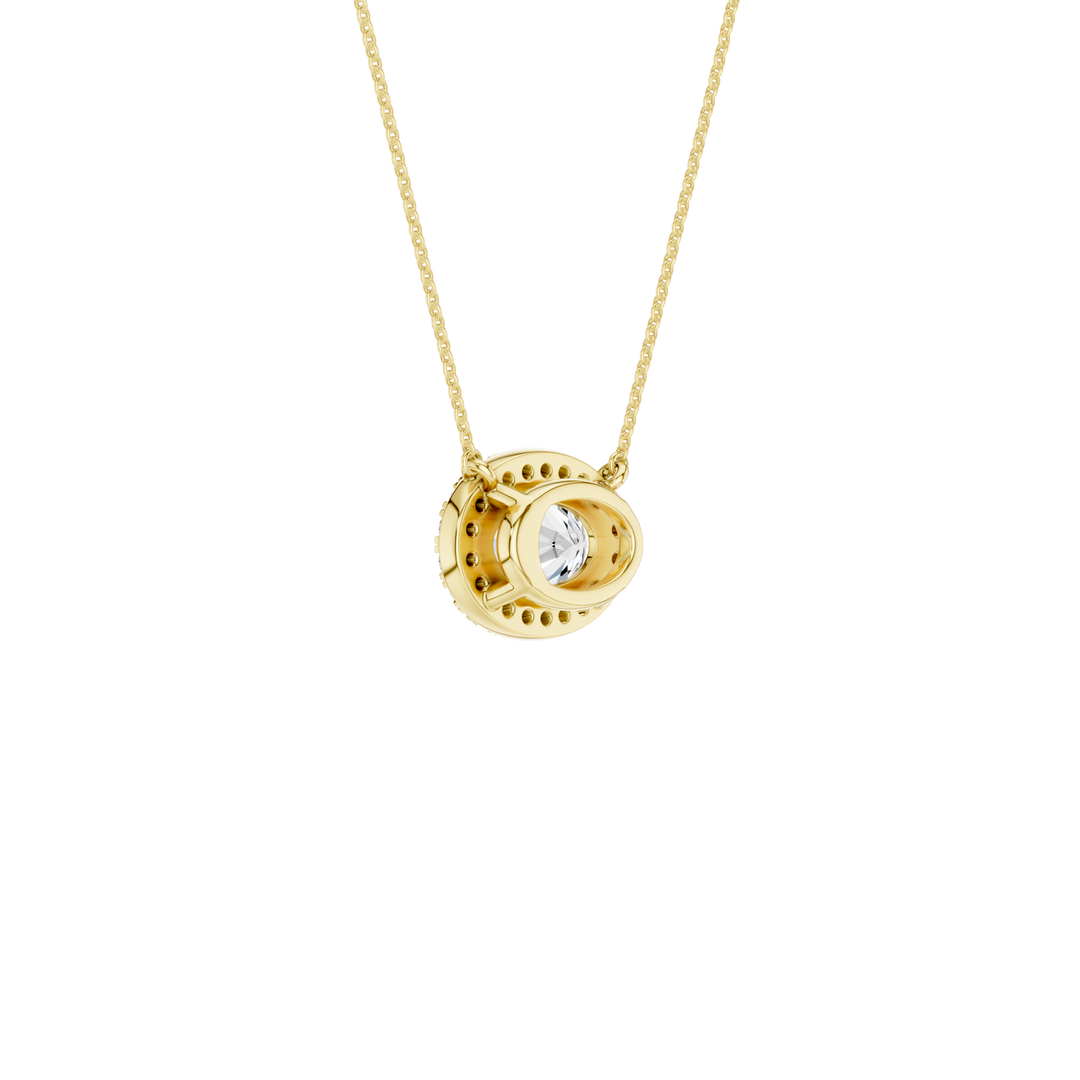 Petite Halo Pendant (Oval) in 14K Yellow Gold – Silvadi Jewelry Aurora CO