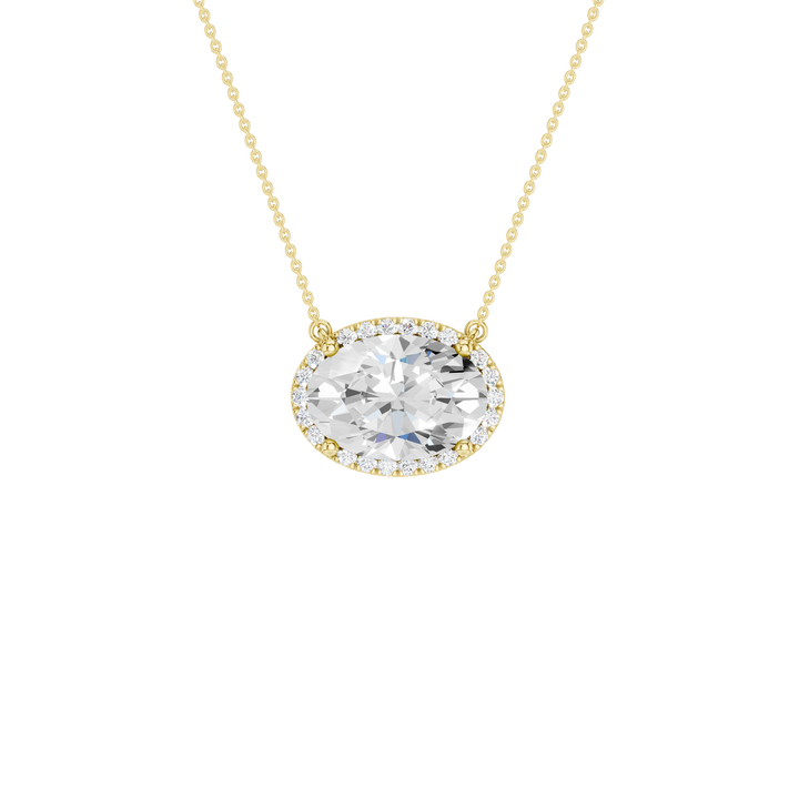 Petite Halo Pendant (Oval) in 14K Yellow Gold – Silvadi Jewelry Aurora CO
