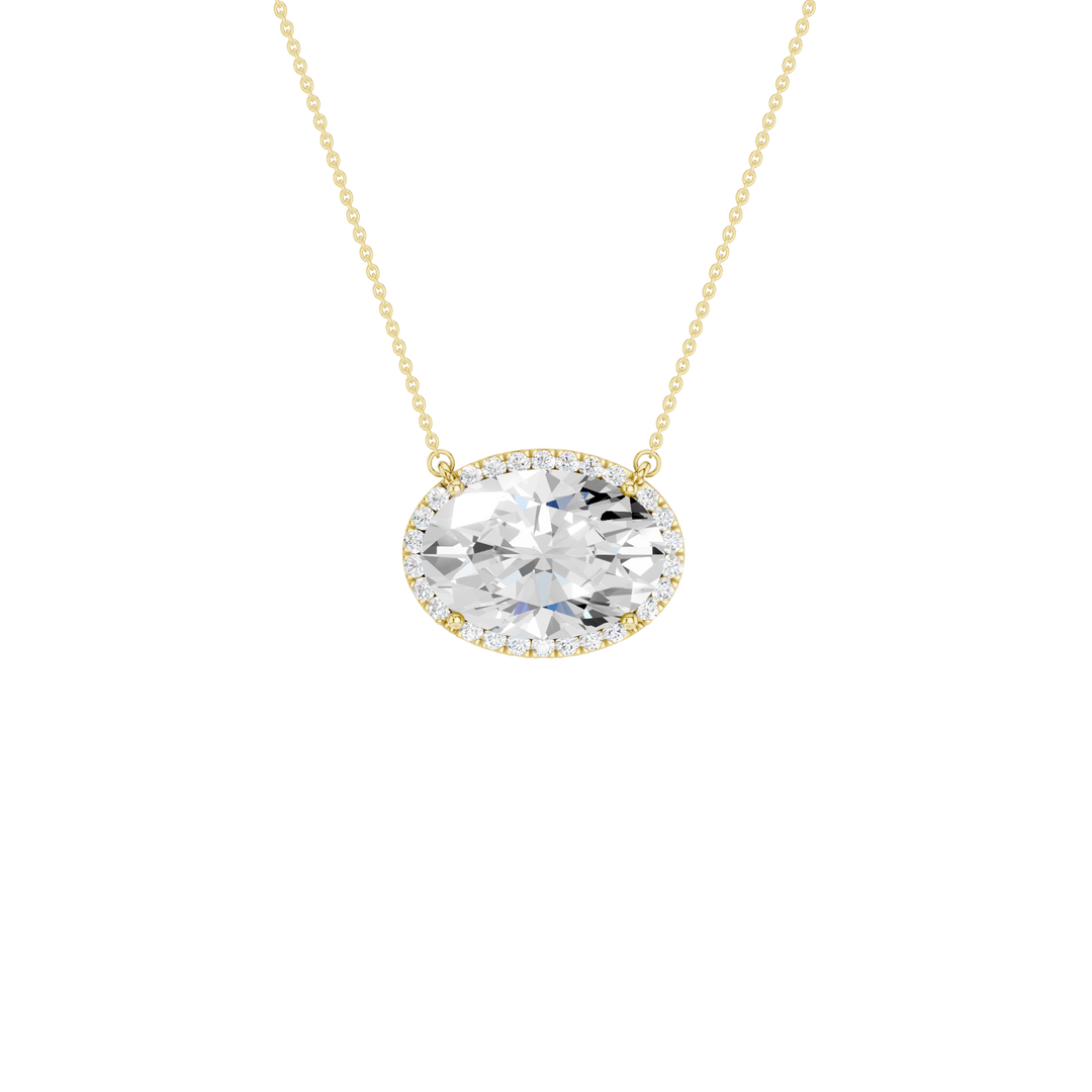 Petite Halo Pendant (Oval) in 14K Yellow Gold – Silvadi Jewelry Aurora CO