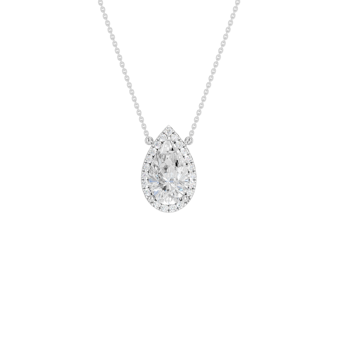 Petite Halo Pendant (Pear) in 14K White Gold – Silvadi Jewelry Aurora CO