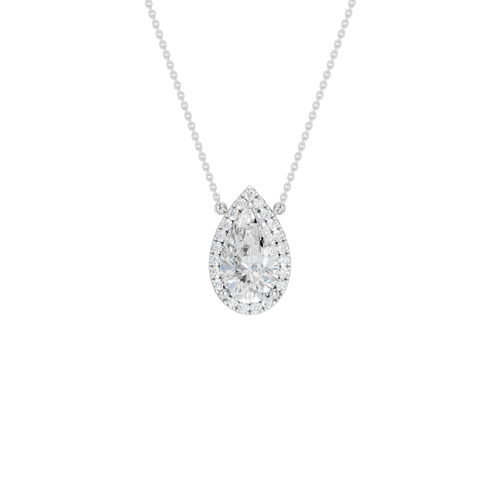Petite Halo Pendant (Pear) in 14K White Gold – Silvadi Jewelry Aurora CO