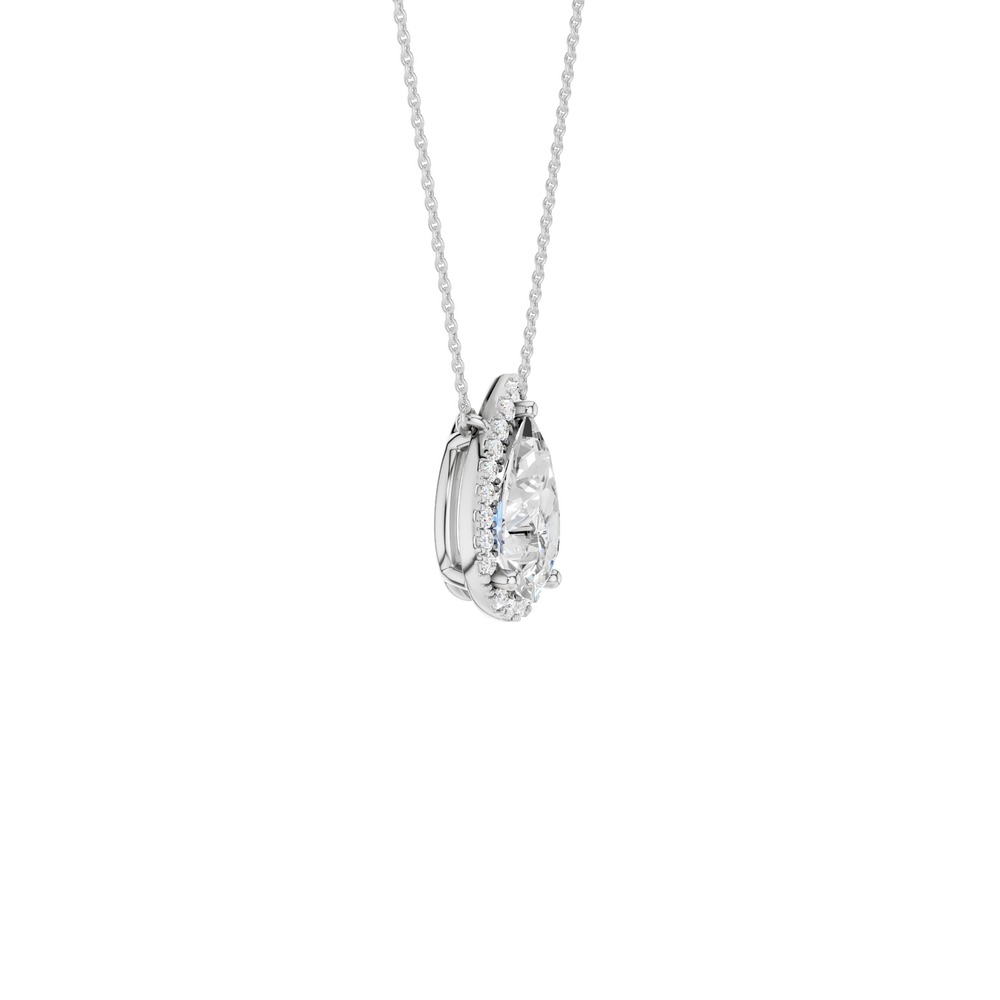 Petite Halo Pendant (Pear) in 14K White Gold – Silvadi Jewelry Aurora CO