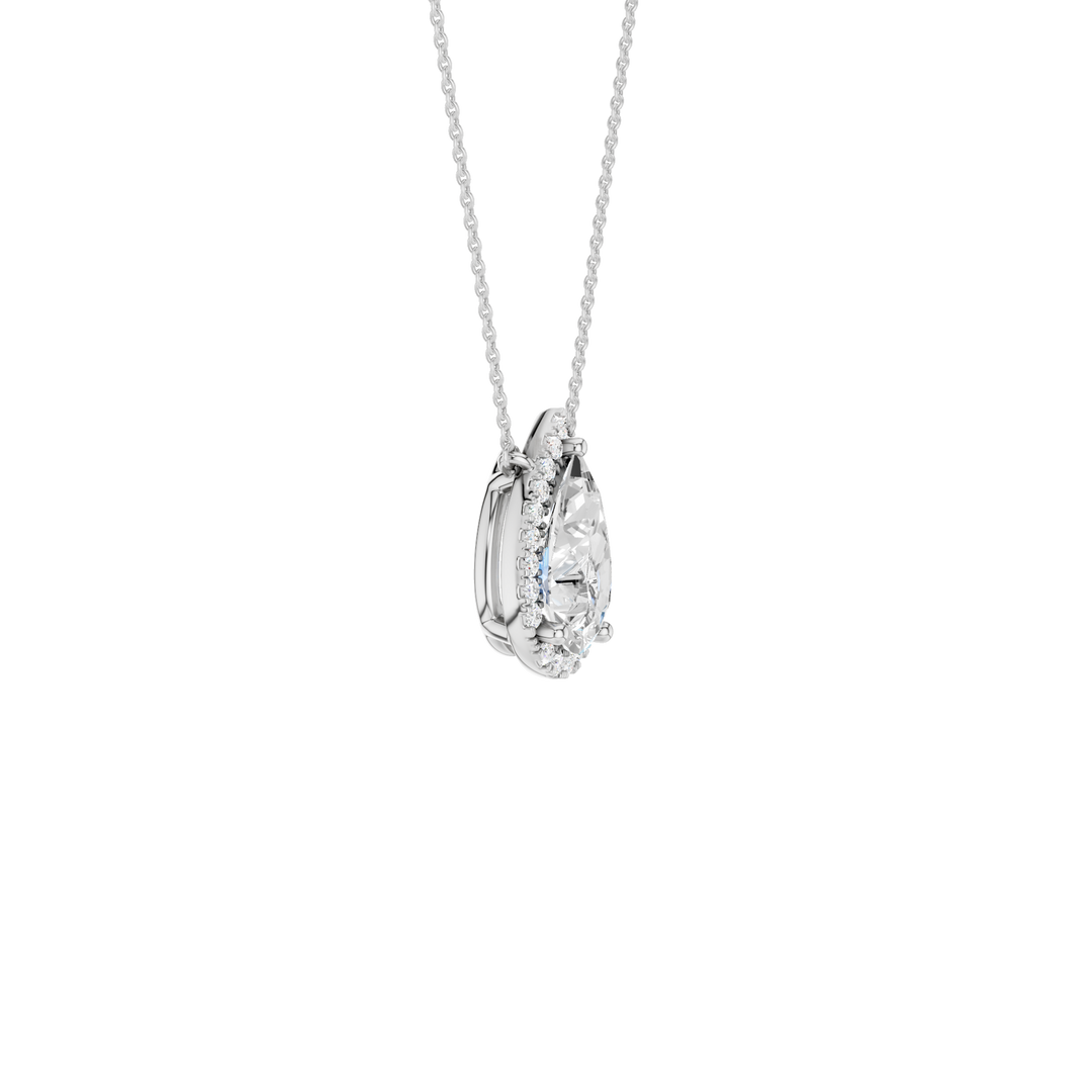 Petite Halo Pendant (Pear) in 14K White Gold – Silvadi Jewelry Aurora CO
