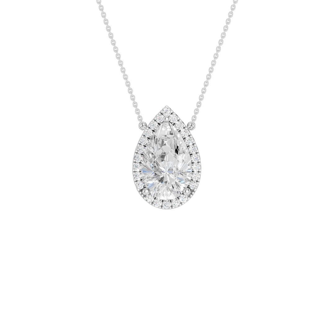 Petite Halo Pendant (Pear) in 14K White Gold – Silvadi Jewelry Aurora CO