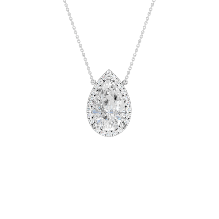 Petite Halo Pendant (Pear) in 14K White Gold – Silvadi Jewelry Aurora CO