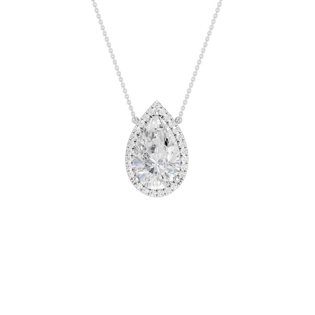 Petite Halo Pendant (Pear) in 14K White Gold – Silvadi Jewelry Aurora CO