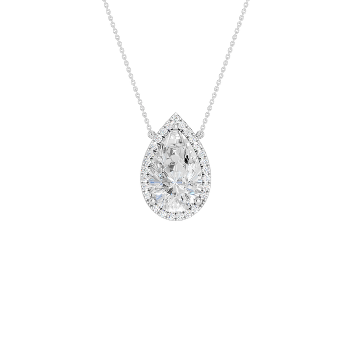 Petite Halo Pendant (Pear) in 14K White Gold – Silvadi Jewelry Aurora CO