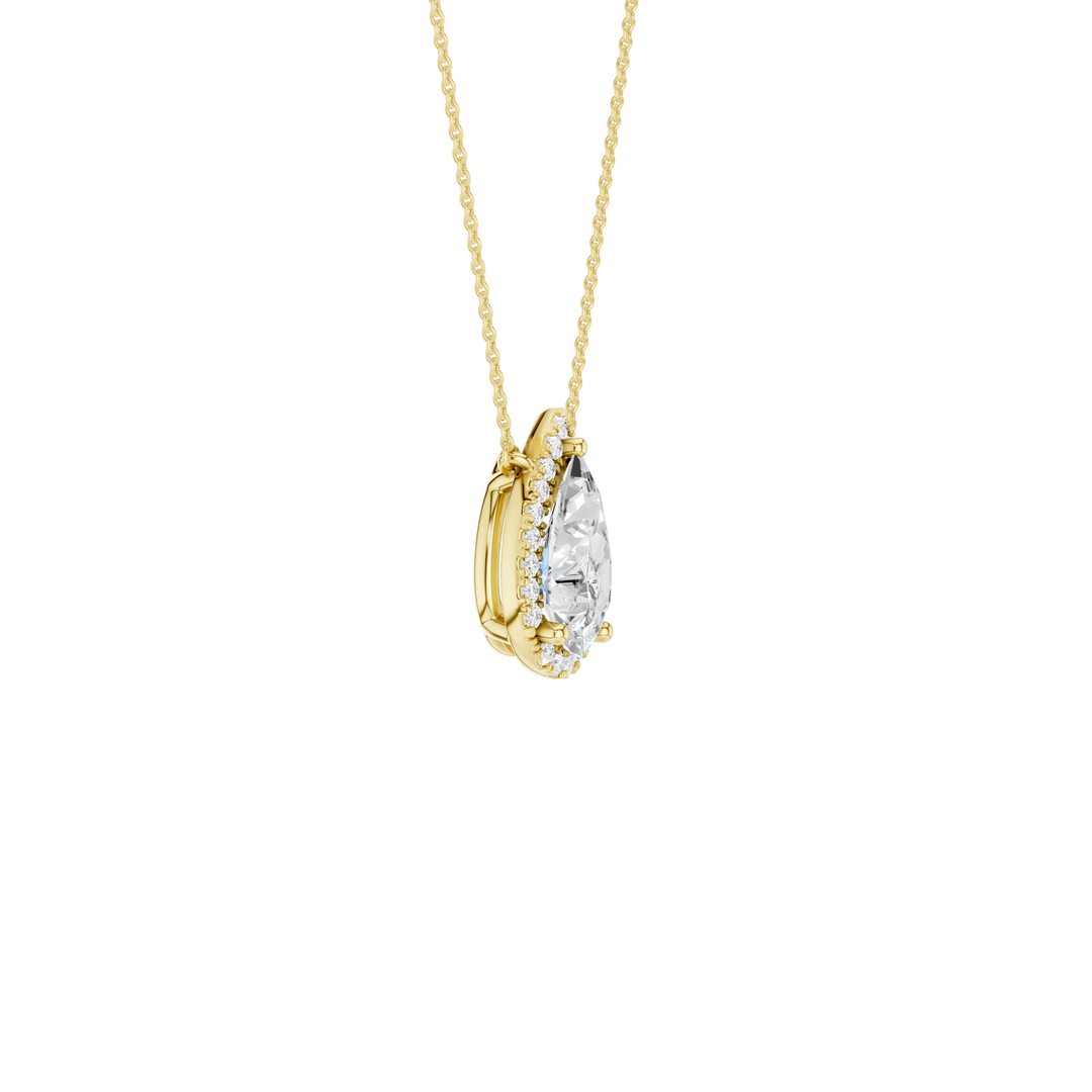 Petite Halo Pendant (Pear) in 14K Yellow Gold – Silvadi Jewelry Aurora CO