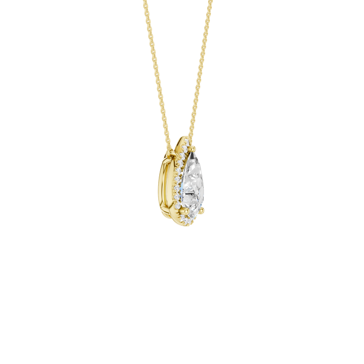 Petite Halo Pendant (Pear) in 14K Yellow Gold – Silvadi Jewelry Aurora CO