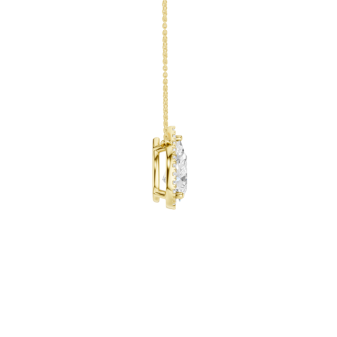 Petite Halo Pendant (Pear) in 14K Yellow Gold – Silvadi Jewelry Aurora CO