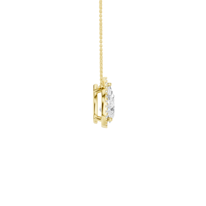 Petite Halo Pendant (Pear) in 14K Yellow Gold – Silvadi Jewelry Aurora CO