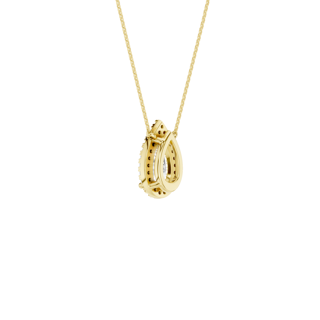 Petite Halo Pendant (Pear) in 14K Yellow Gold – Silvadi Jewelry Aurora CO