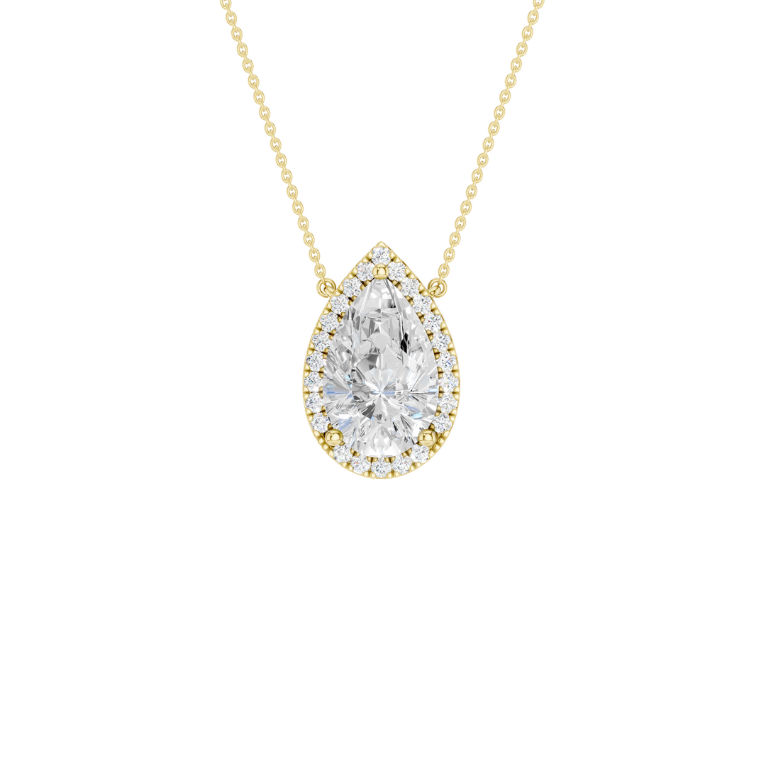 Petite Halo Pendant (Pear) in 14K Yellow Gold – Silvadi Jewelry Aurora CO
