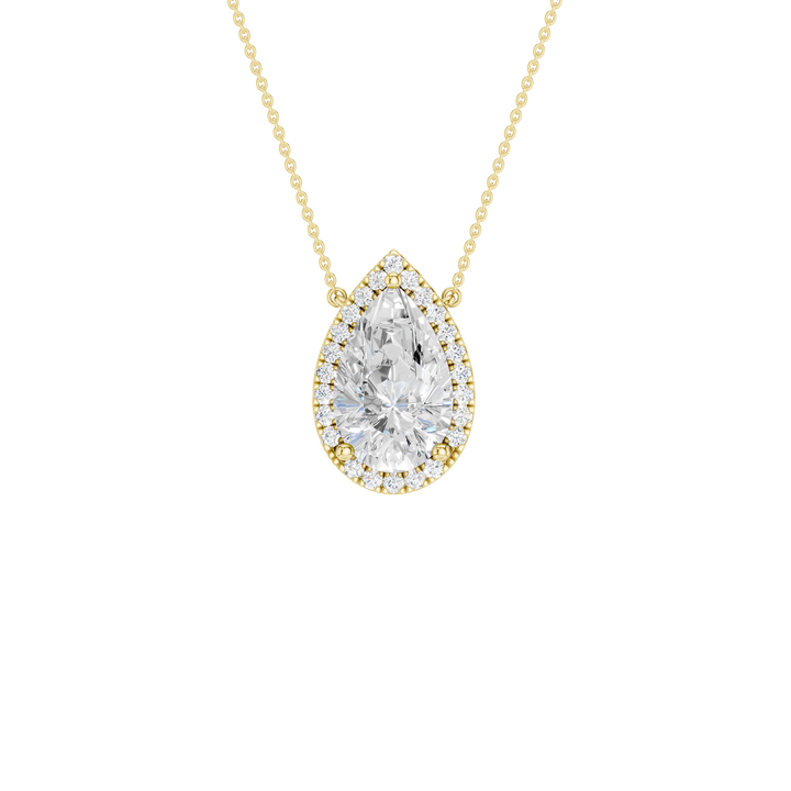 Petite Halo Pendant (Pear) in 14K Yellow Gold – Silvadi Jewelry Aurora CO