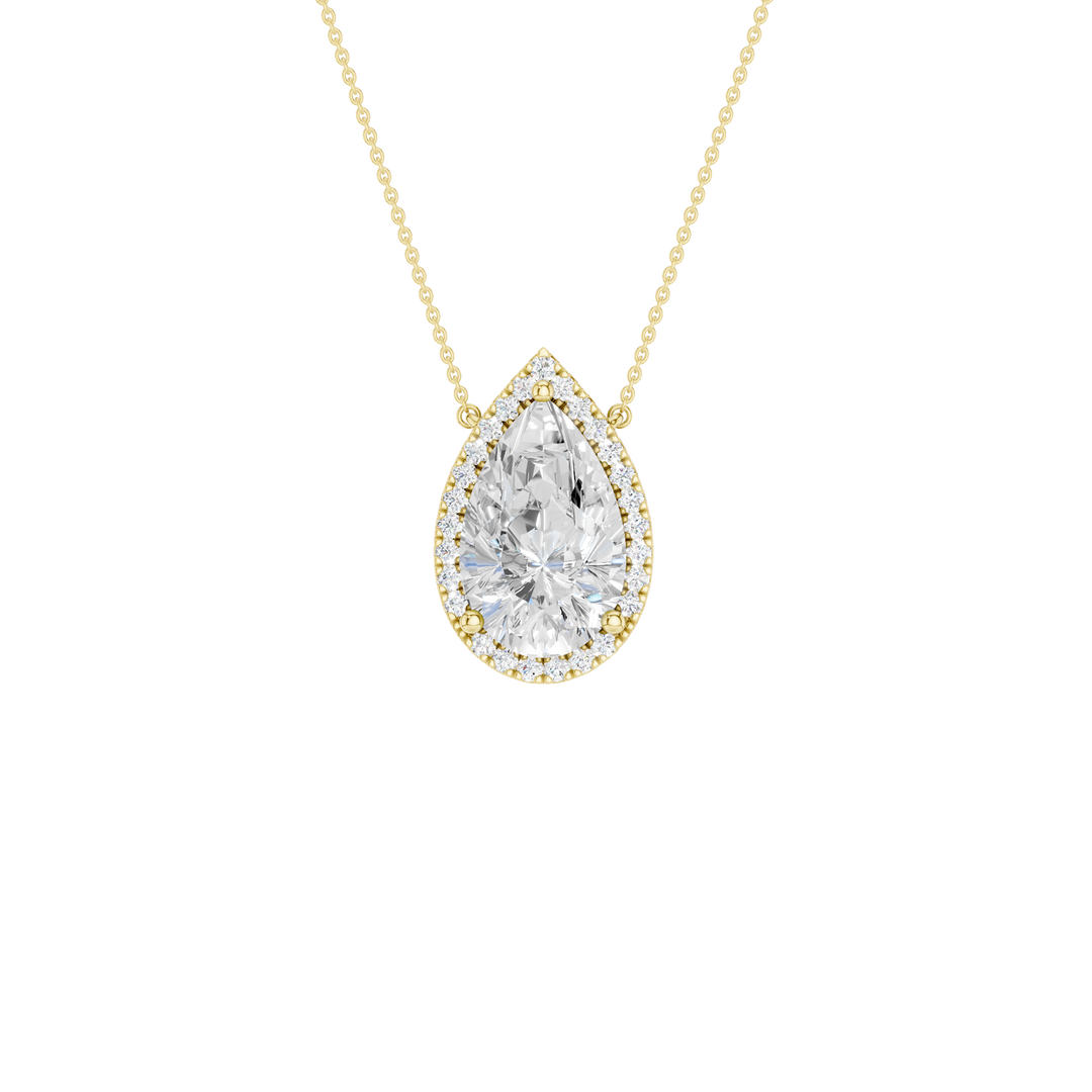 Petite Halo Pendant (Pear) in 14K Yellow Gold – Silvadi Jewelry Aurora CO