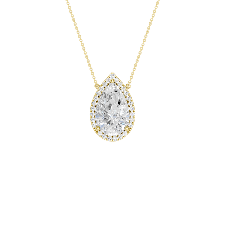 Petite Halo Pendant (Pear) in 14K Yellow Gold – Silvadi Jewelry Aurora CO