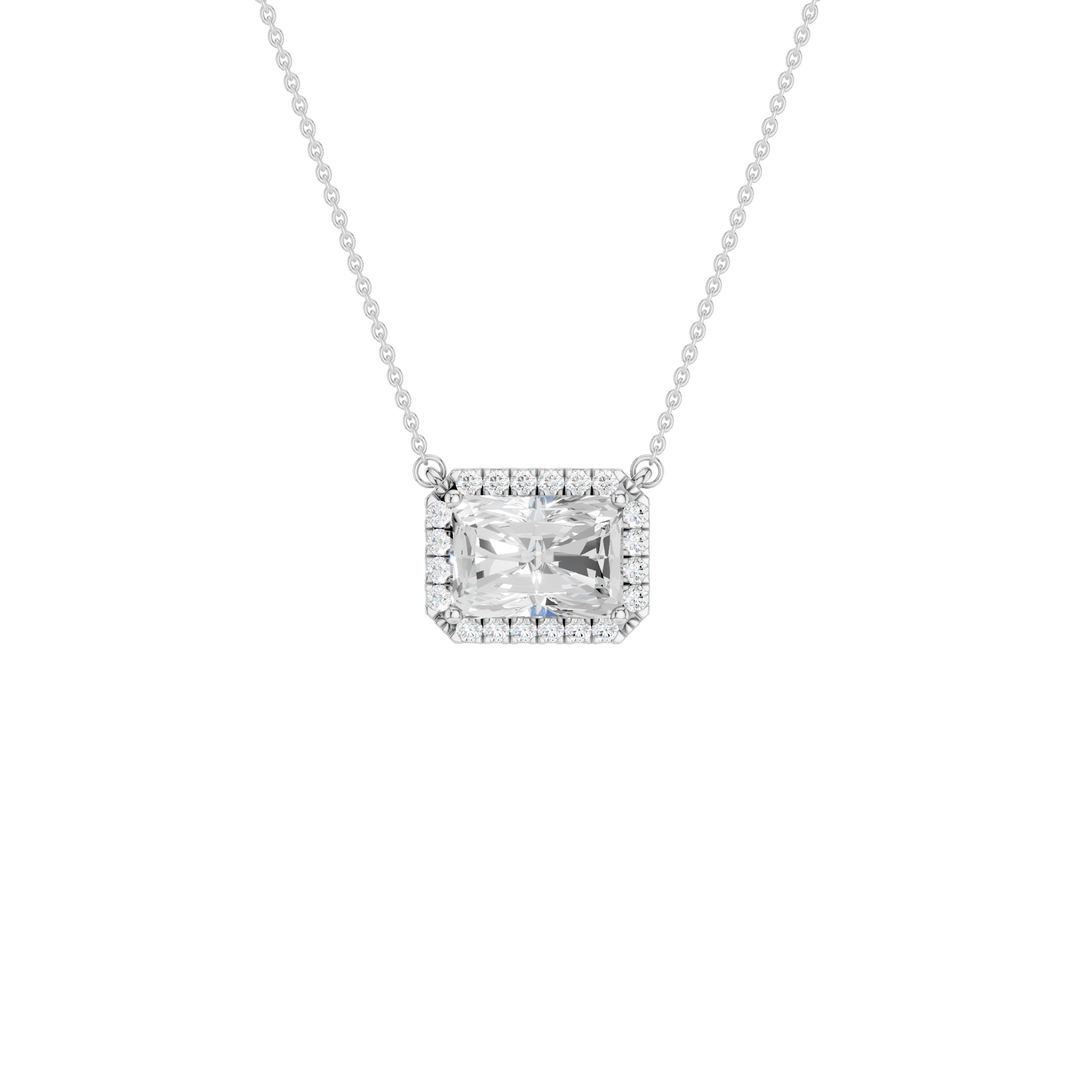 Petite Halo Pendant (Radiant) in 14K White Gold – Silvadi Jewelry Aurora CO