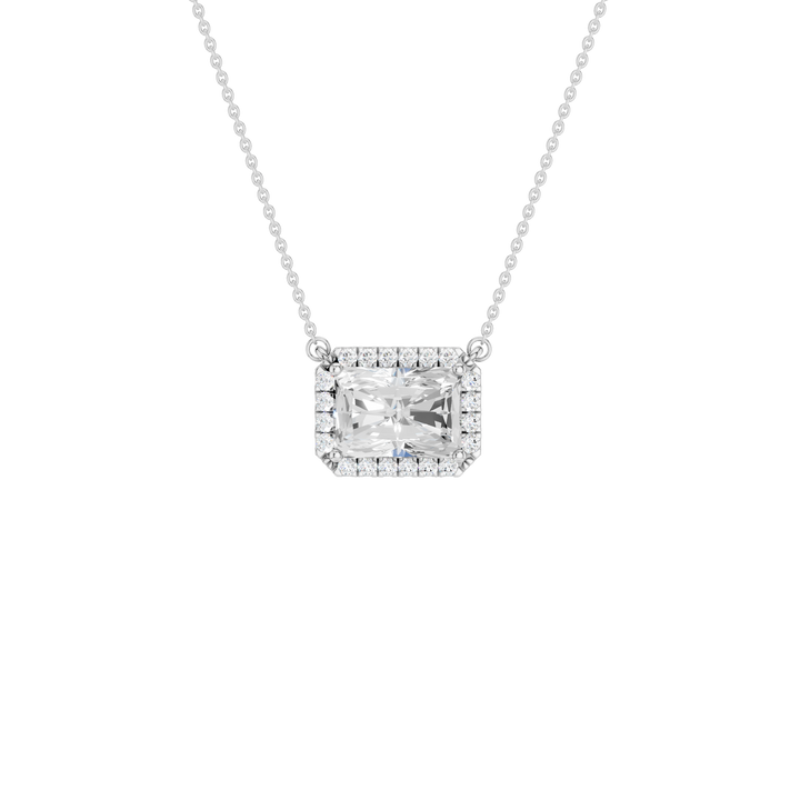 Petite Halo Pendant (Radiant) in 14K White Gold – Silvadi Jewelry Aurora CO