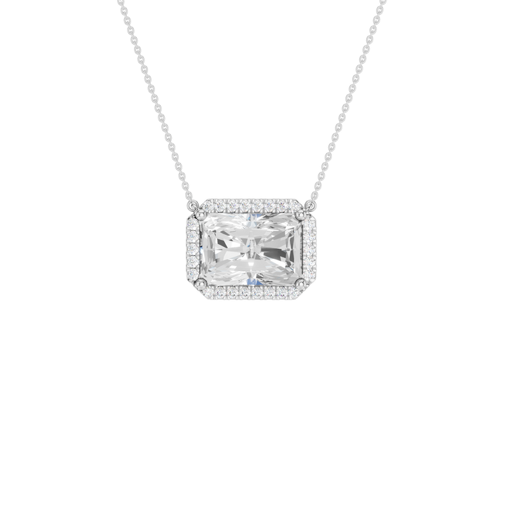 Petite Halo Pendant (Radiant) in 14K White Gold – Silvadi Jewelry Aurora CO