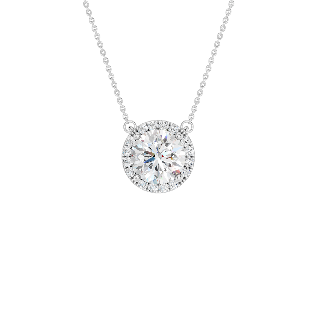 Petite Halo Pendant (Round) in 14K White Gold – Silvadi Jewelry Aurora CO