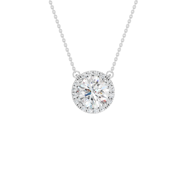 Petite Halo Pendant (Round) in 14K White Gold – Silvadi Jewelry Aurora CO