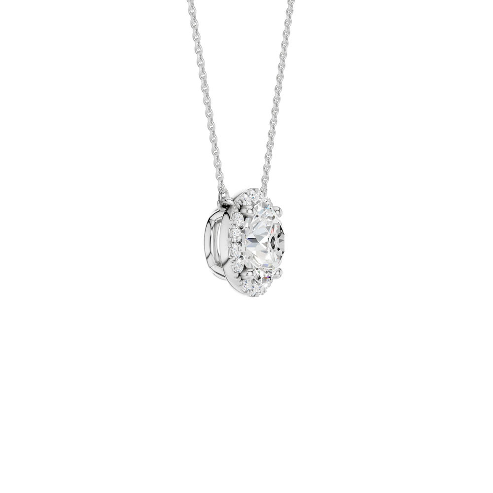 Petite Halo Pendant (Round) in 14K White Gold – Silvadi Jewelry Aurora CO
