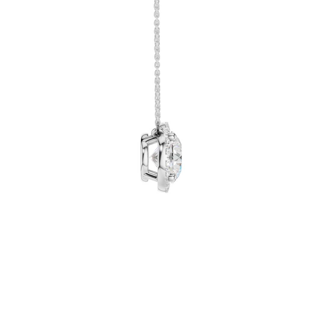Petite Halo Pendant (Round) in 14K White Gold – Silvadi Jewelry Aurora CO