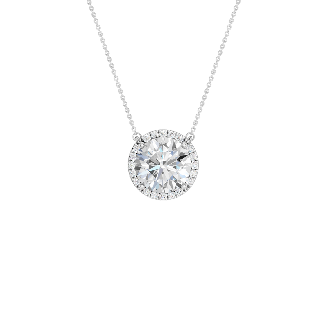 Petite Halo Pendant (Round) in 14K White Gold – Silvadi Jewelry Aurora CO
