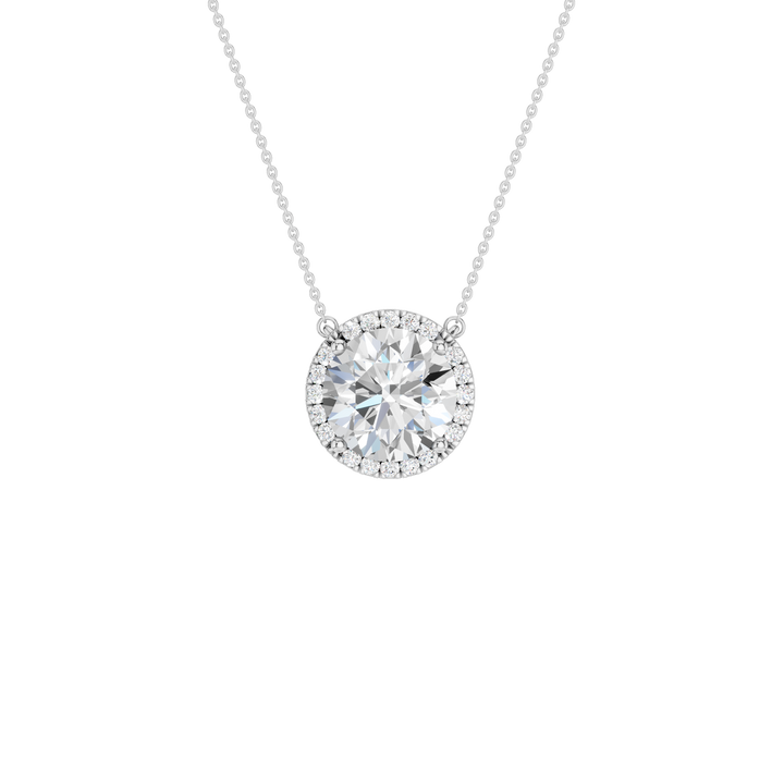 Petite Halo Pendant (Round) in 14K White Gold – Silvadi Jewelry Aurora CO