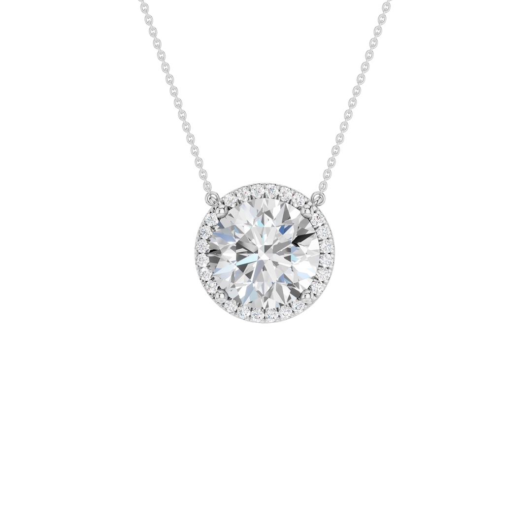 Petite Halo Pendant (Round) in 14K White Gold – Silvadi Jewelry Aurora CO