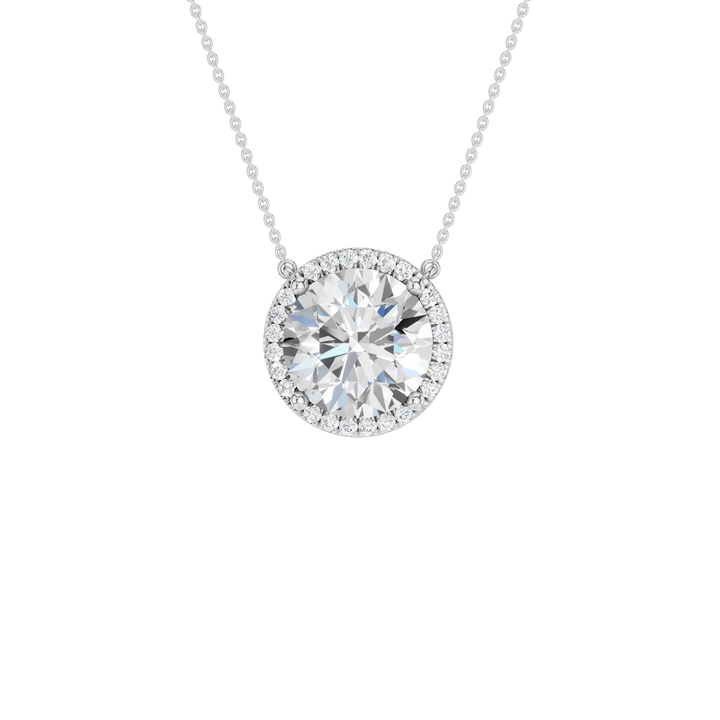 Petite Halo Pendant (Round) in 14K White Gold – Silvadi Jewelry Aurora CO