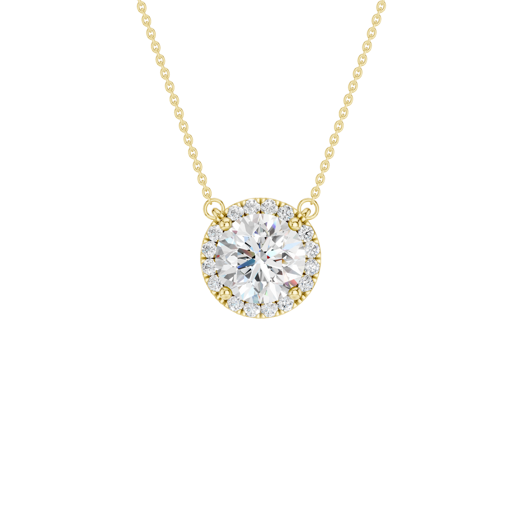 Petite Halo Pendant (Round) in 14K Yellow Gold – Silvadi Jewelry Aurora CO