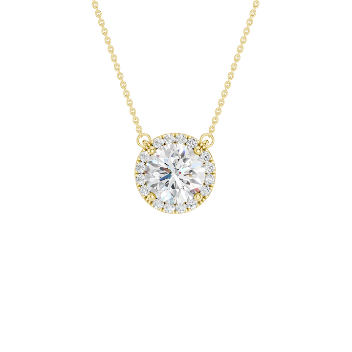 Petite Halo Pendant (Round) in 14K Yellow Gold – Silvadi Jewelry Aurora CO