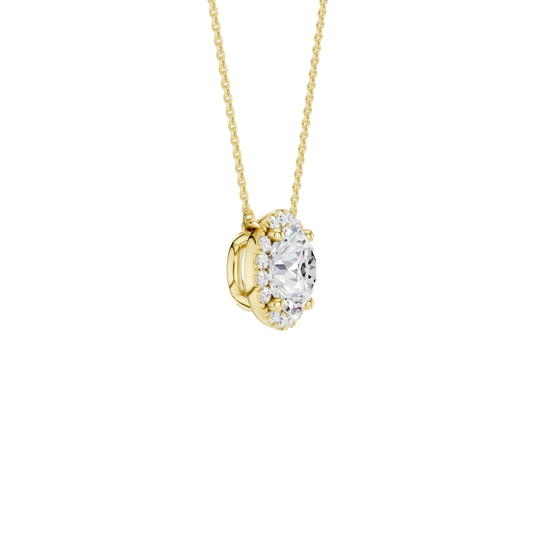 Petite Halo Pendant (Round) in 14K Yellow Gold – Silvadi Jewelry Aurora CO