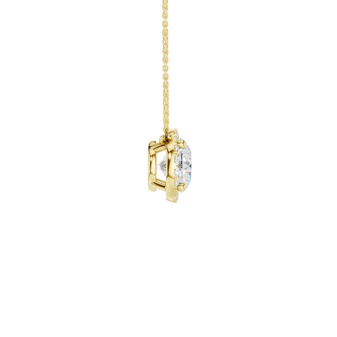 Petite Halo Pendant (Round) in 14K Yellow Gold – Silvadi Jewelry Aurora CO