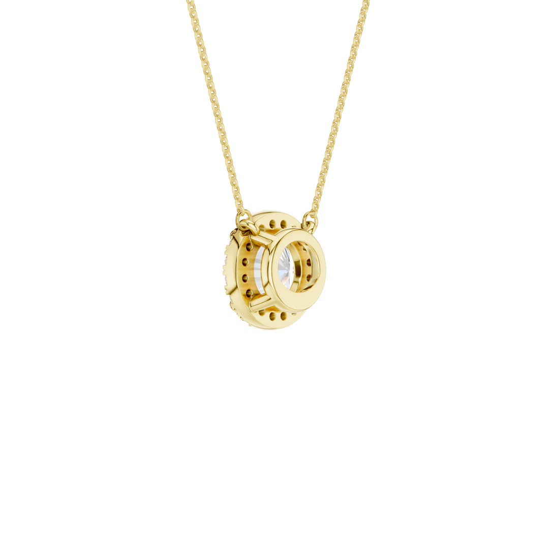 Petite Halo Pendant (Round) in 14K Yellow Gold – Silvadi Jewelry Aurora CO