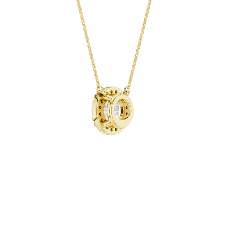 Petite Halo Pendant (Round) in 14K Yellow Gold – Silvadi Jewelry Aurora CO