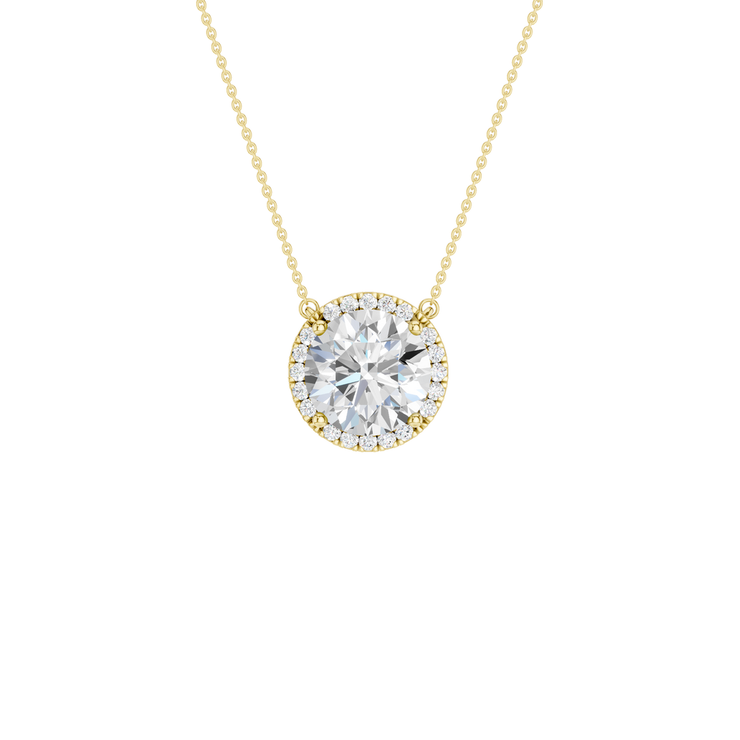 Petite Halo Pendant (Round) in 14K Yellow Gold – Silvadi Jewelry Aurora CO