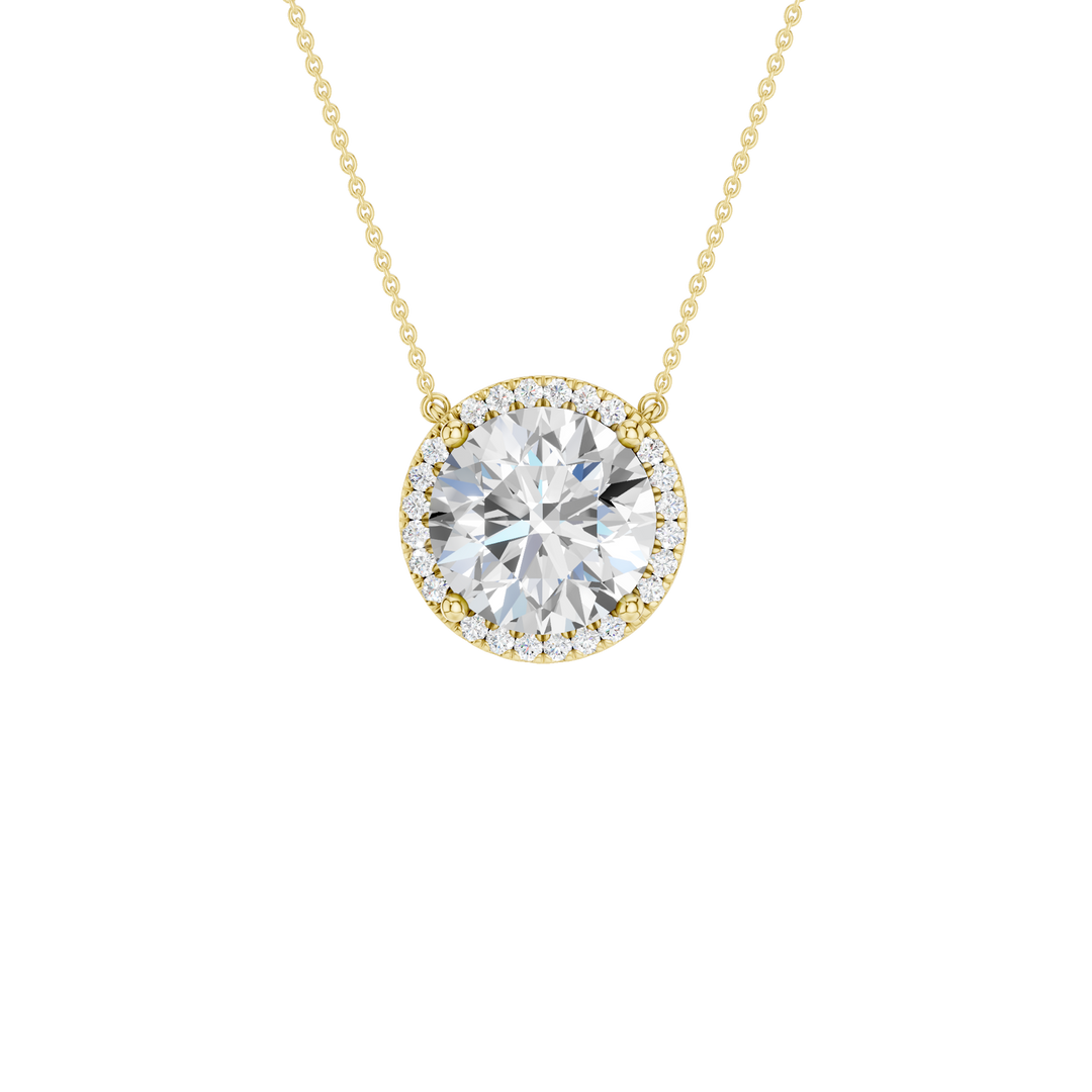 Petite Halo Pendant (Round) in 14K Yellow Gold – Silvadi Jewelry Aurora CO