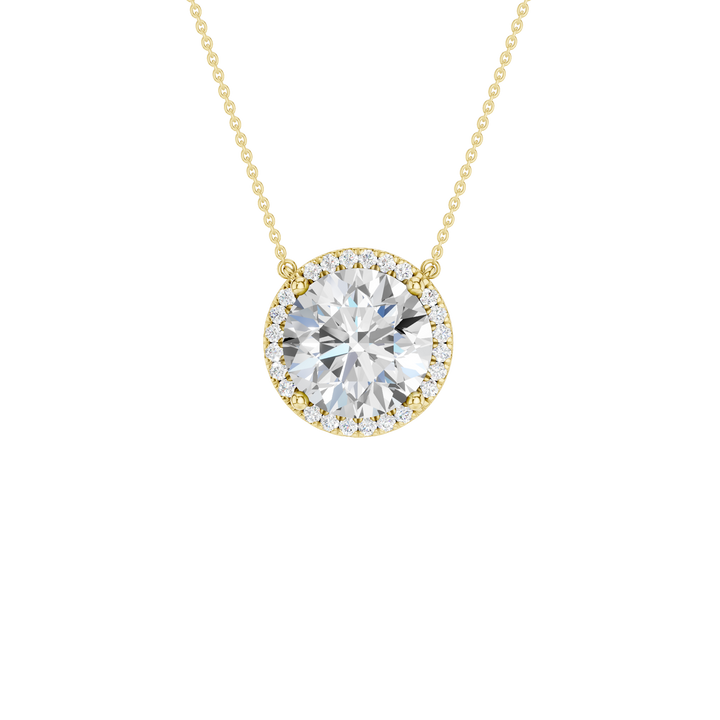 Petite Halo Pendant (Round) in 14K Yellow Gold – Silvadi Jewelry Aurora CO