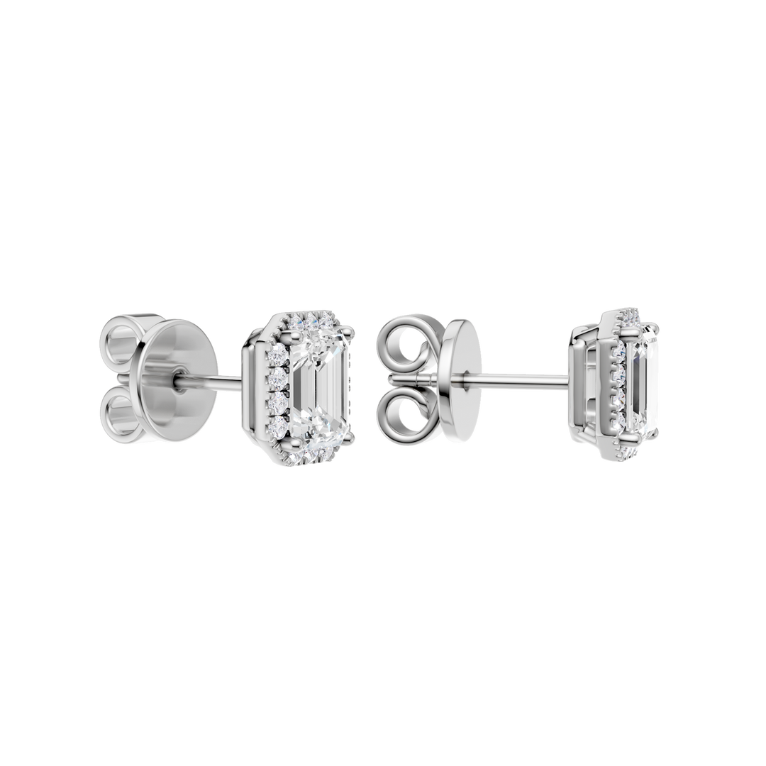 Petite Halo Stud Earrings (Emerald) in 14K White Gold – Silvadi Jewelry Aurora CO