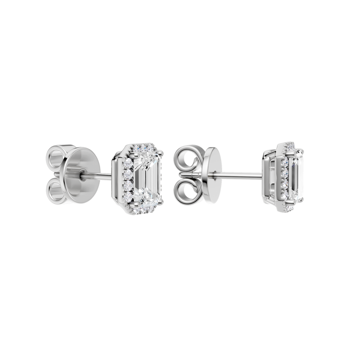 Petite Halo Stud Earrings (Emerald) in 14K White Gold – Silvadi Jewelry Aurora CO