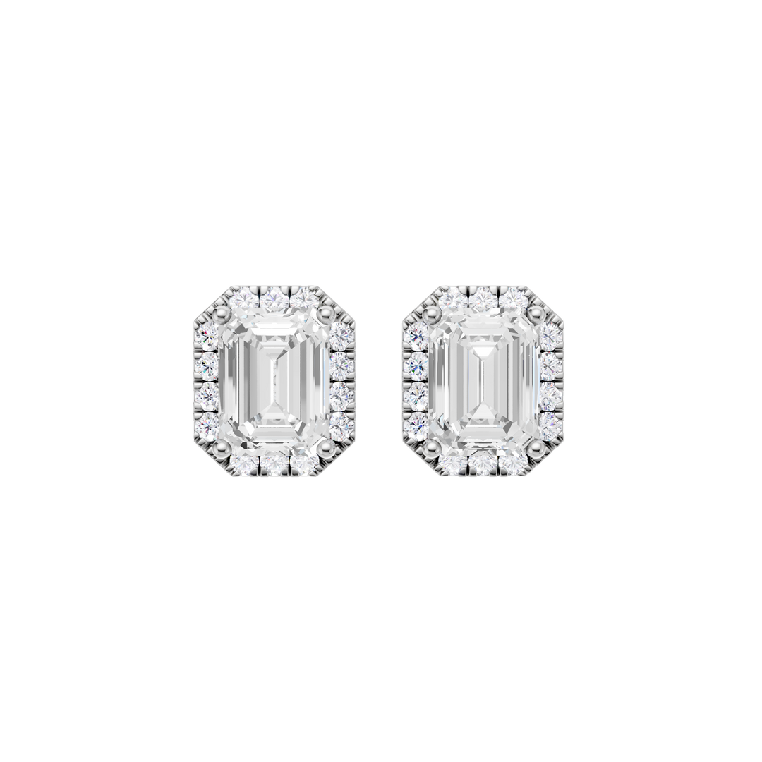 Petite Halo Stud Earrings (Emerald) in 14K White Gold – Silvadi Jewelry Aurora CO