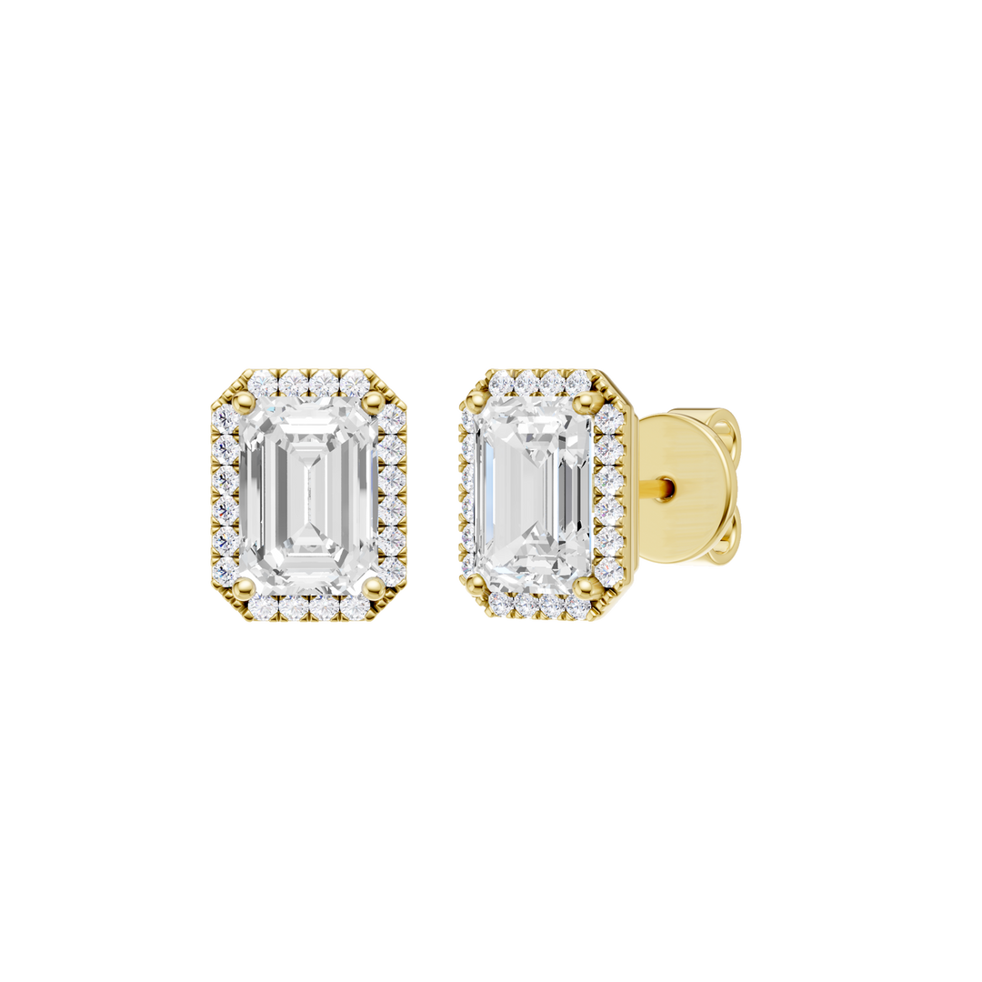 Petite Halo Stud Earrings (Emerald) in 14K Yellow Gold – Silvadi Jewelry Aurora CO