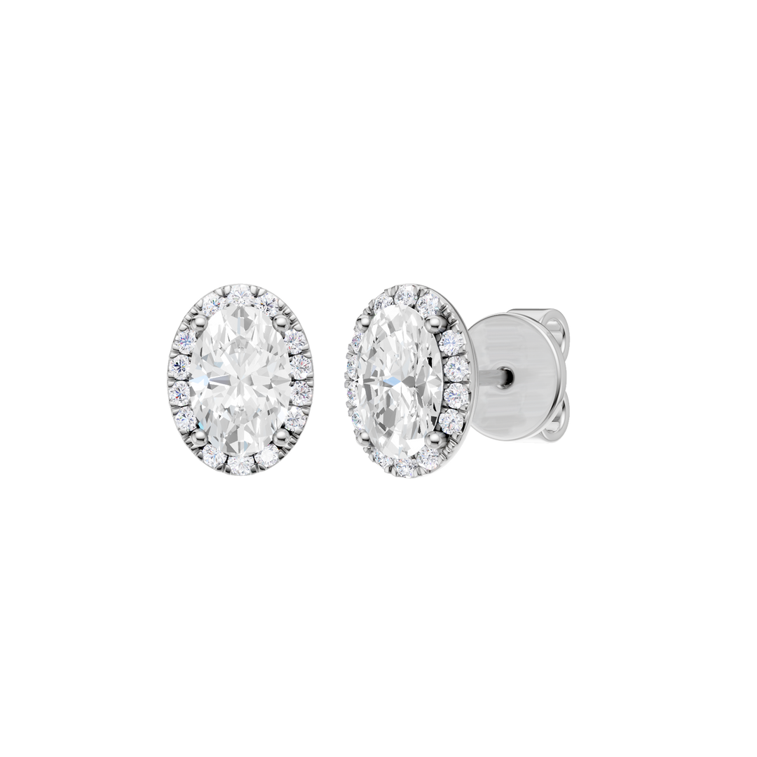 Petite Halo Stud Earrings (Oval) in 14K White Gold – Silvadi Jewelry Aurora CO