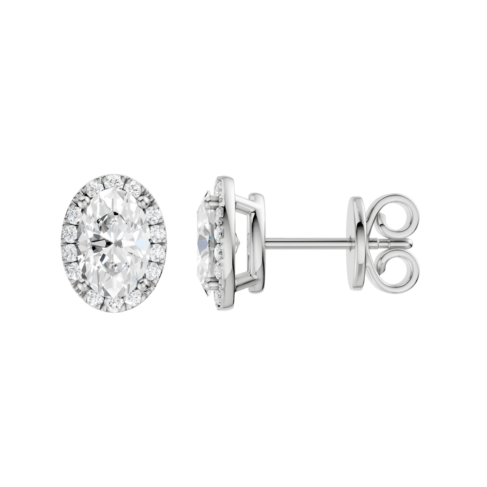 Petite Halo Stud Earrings (Oval) in 14K White Gold – Silvadi Jewelry Aurora CO