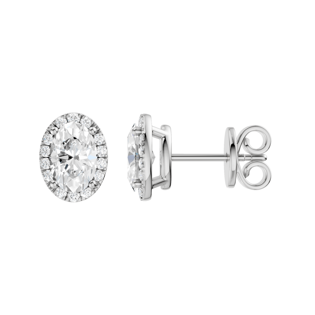 Petite Halo Stud Earrings (Oval) in 14K White Gold – Silvadi Jewelry Aurora CO