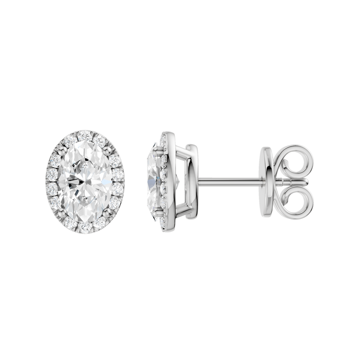 Petite Halo Stud Earrings (Oval) in 14K White Gold – Silvadi Jewelry Aurora CO